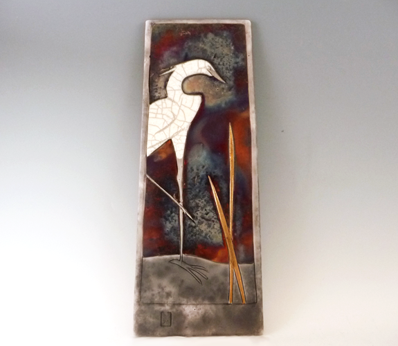 Tom & Nancy Giusti - Raku Egret Plaque